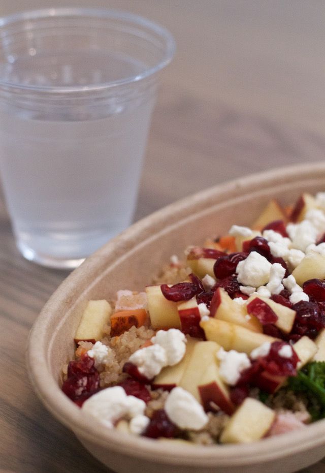 water and salad