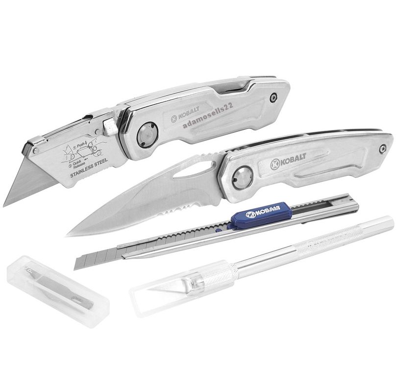 KOBALT 7pc KNIFE SET, UTILITY POCKET FOLDING SNAP OFF CRAFT XACTO