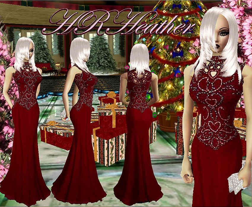 HRHeathers luxurious feeling, sleeveless, red silk, gothic style dress with superior sparkling bead work and keyhole patterns throughout the top. Any bridesmaid, prom queen, Empress, Royal, vampire, demon would adore to wear such a formal dinner dress on a day to day basis, but any girl would like this dress for Christmas, New Years, and Valentines day. This is simply a superb vintage couture fashion piece - a MUST HAVE for any Queen, Princess, or Empress. Try before you buy.