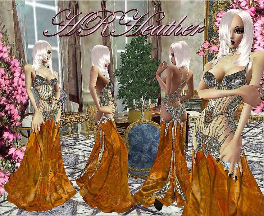  HRHeathers luxurious feeling glitter sequined Steampunk gown on a most revealing level.