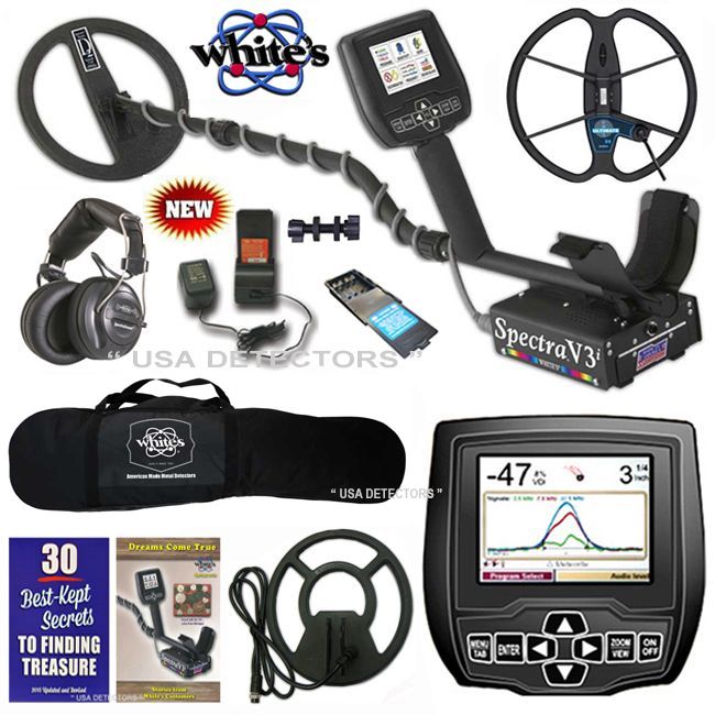 WHITE'S SPECTRA V3i With WIRELESS Headphones, 3 Search Coils, Carrybag