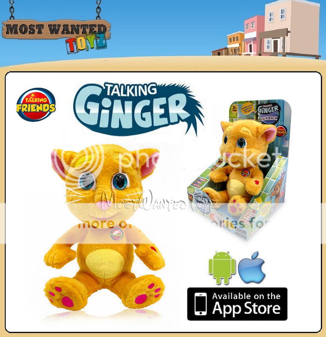 Animated Talking Ginger Cat Interactive Plush iPhone Android App Character Toy