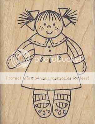 Azadi Earles Pigtail Girl / Doll Rubber Stamp  