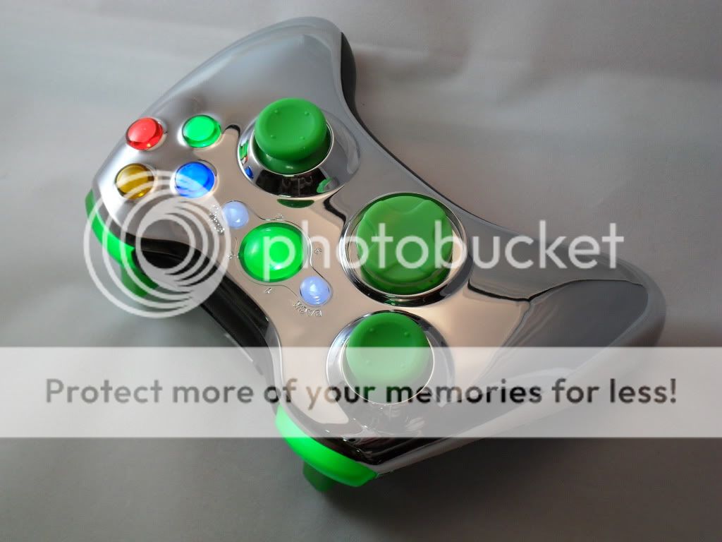 Xbox 360 Modded Controller Rapid Fire Mod Black Ops Cod MW3 Chrome Green LED